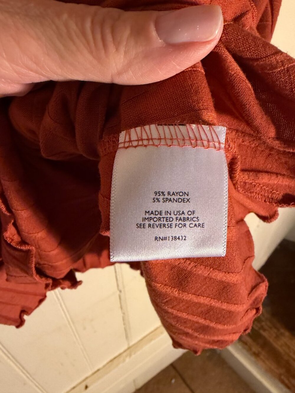 Modcloth Rust/Burnt Orange Ribbed Ruffle Hem Tee Sz 2X - Picture 5 of 8